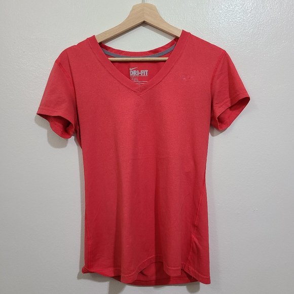 Nike Tops - Nike Dri-Fit Women's V-neck Coral Short Sleeve Athletic Top Size Small